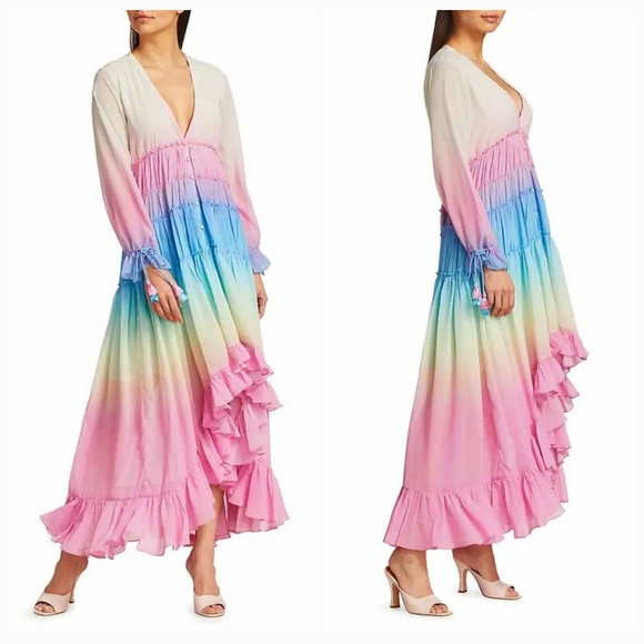 ROCOCO SAND Ombré High-Low Tiered Dress in Pink Size XS NWT - Picture 2 of 11